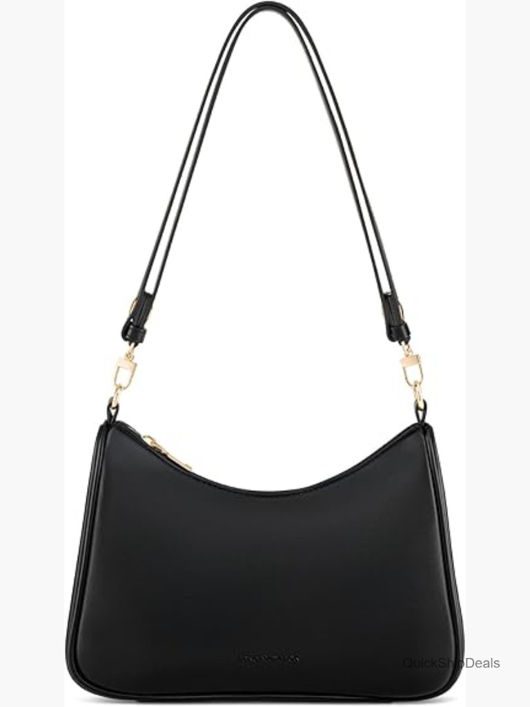 Faux Leather Hobo Shoulder Bag With Zipper & Adjustable Strap
